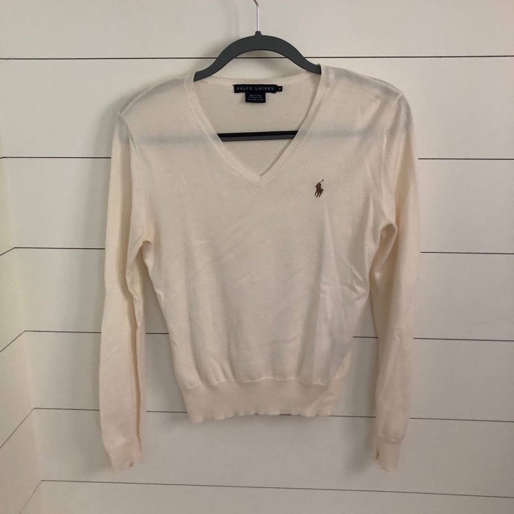 Ralph Lauren Cream / Off-White V-Neck Sweater